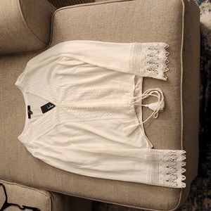 Lulu's Long Sleeved White Blouse, Medium
